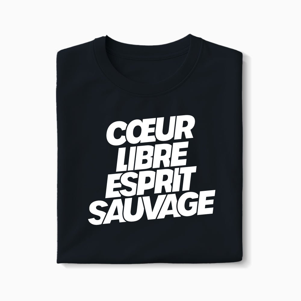 T-shirt Cœur libre, esprit sauvage XS Noir - Imprimé en France
