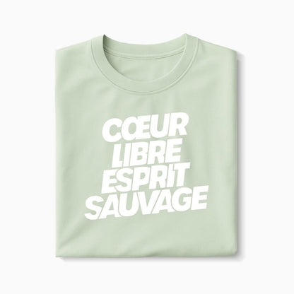 T-shirt Cœur libre, esprit sauvage XS Vert_celadon - Imprimé en France
