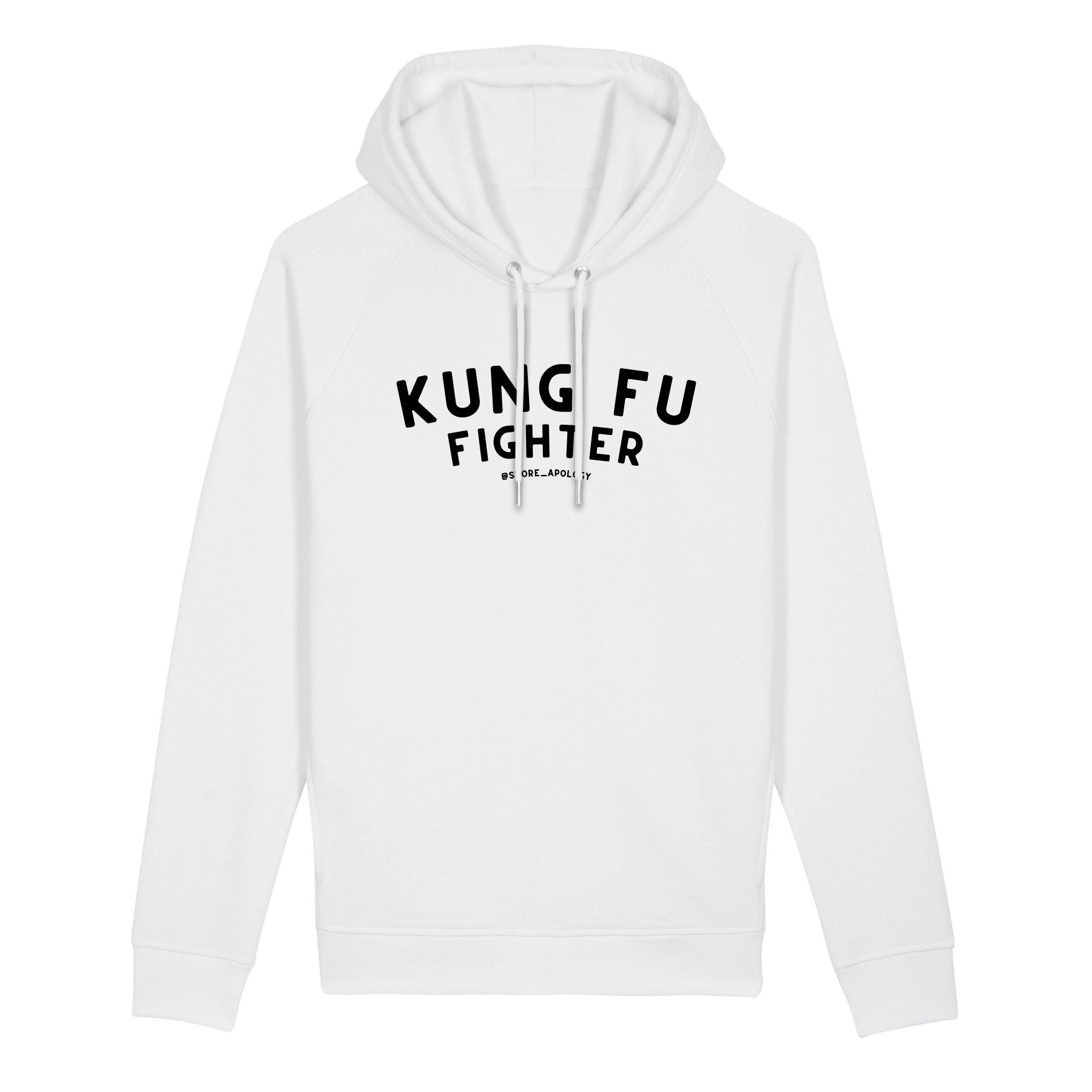 Sweat à Capuche Kung Fu Fighter - coton bio XS Blanc - Imprimé en France
