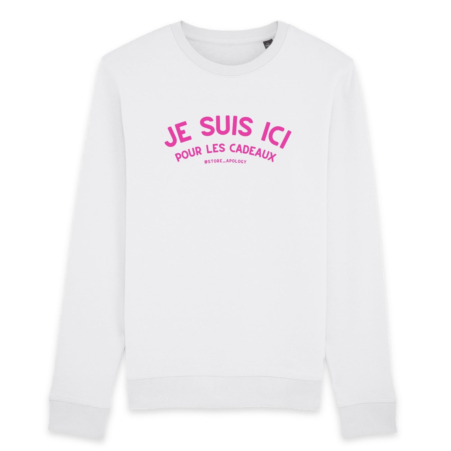 Sweat-shirt Je Suis Ici Pour Les Cadeaux - coton bio XS Blanc - Imprimé en France
