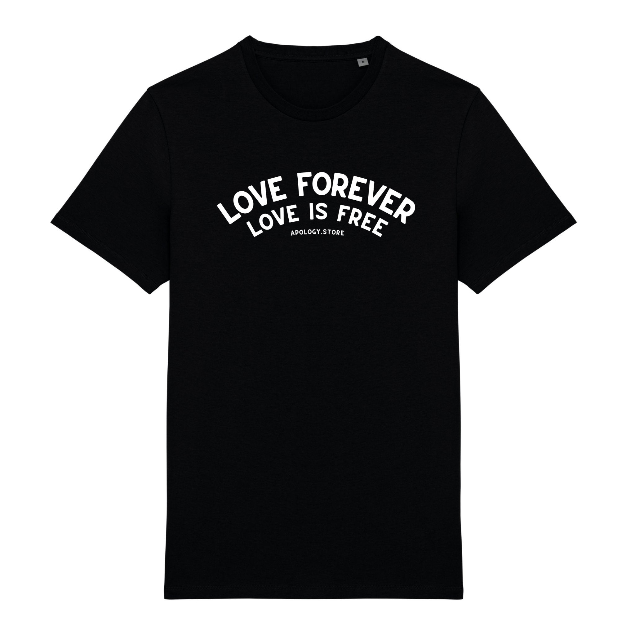 T-shirt Love Forever Love Is Free - Fabriqué au Portugal XS Noir - Imprimé en France