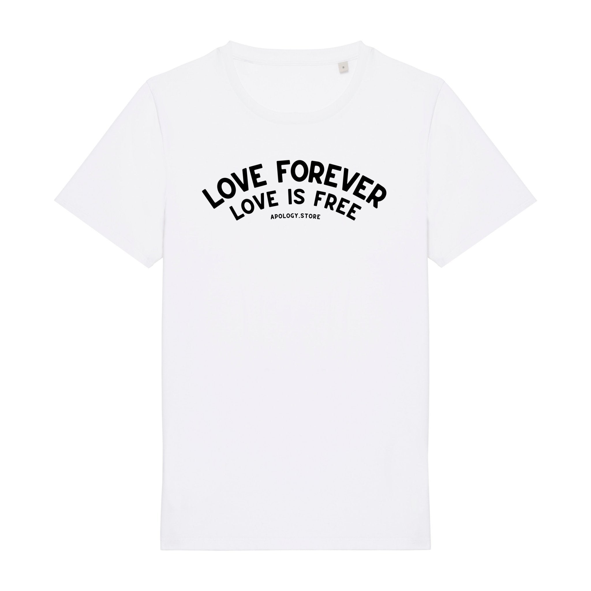 T-shirt Love Forever Love Is Free - Fabriqué au Portugal XS Blanc - Imprimé en France